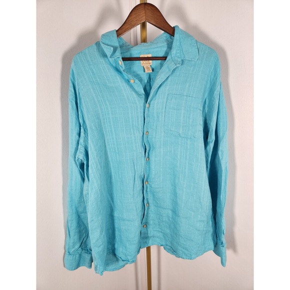 Jos. A. Bank Other - Jos. A. Bank Aqua Turquoise 100% Linen Long Sleeve Button Up Shirt Size XL